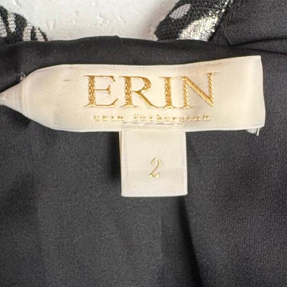 Erin Fetherston Resort 2014 Doily Jacquard Bow Back Dress Black Silver Size 2 - Picture 4 of 12